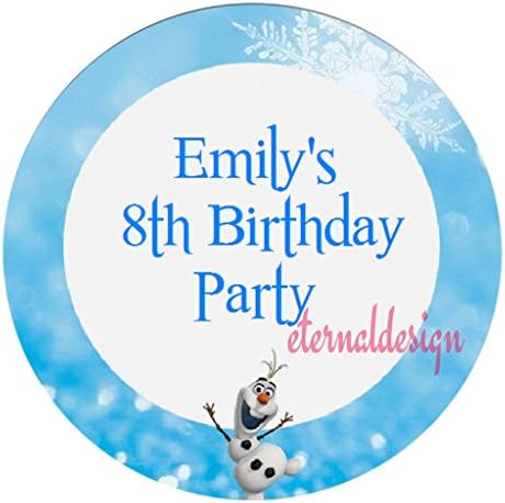 Pack of 24 Disney Frozen Personalised Circle Stickers with Glossy Finish KBCS078