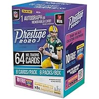 2020 Panini Prestige NFL Football BLASTER box (64 cards/bx incl. ONE Memorabilia or Autograph card)