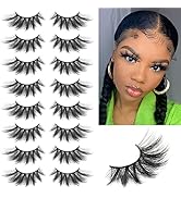 Derun 8 Pairs False Mink Eyelashes 3D Fluffy Faux Lashes Thick Volume Lashes Pack 20MM Wispy Long...