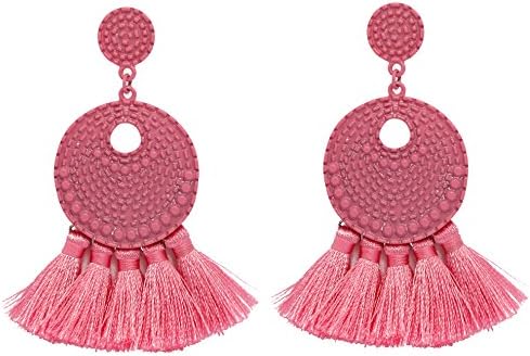 MOOCHI Women's Acrylic Thread Tassel Earrings Vogue Statement Drop Dangle Trend Jewelry