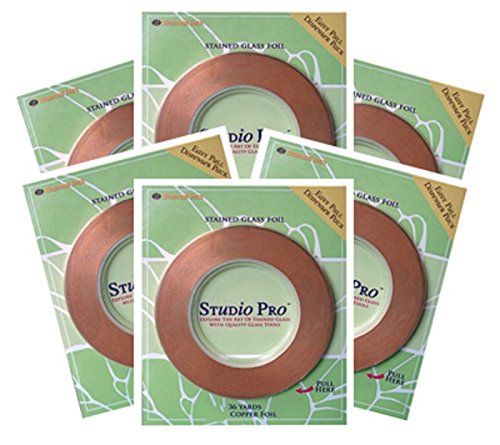 STUDIO PRO STAINED GLASS SUPPLIES 7/32" BLACK BACK COPPER FOIL 6 ROLLS