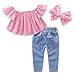 1-7Yrs Kid Baby Girls Ruffle Tops + Big Hole Jeans Cool Girl Clothes 2pcs/Set (5-6T)