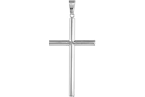 SABRINA SILVER Sterling Silver Large Plain Cross Pendant for Men and Women Tubular High Polished 1 3/4-4.0 inches long
