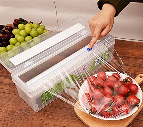 HULPPRE Cling Film,Health-Friendly Food Wrap Roll with Slide Cutter,Food Storage Container,Keep Food Fresh,Support Microwaves,492ft Length,Normally Daily Use for 6 Months/Roll (492ft/with cutter)