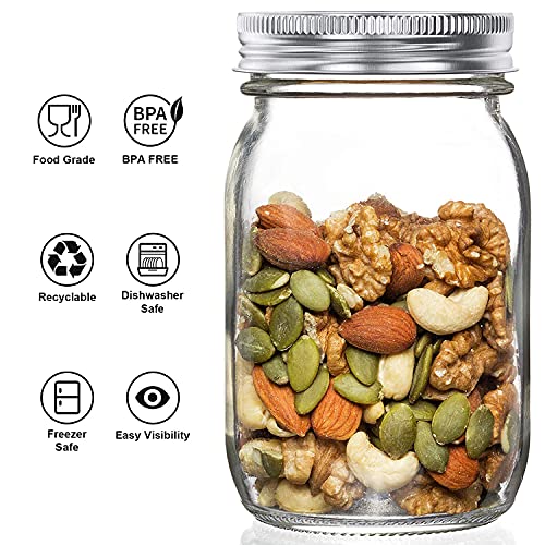 Mason Jars Variety Pack (Set of 14), Regular Mouth Jars with Lids and