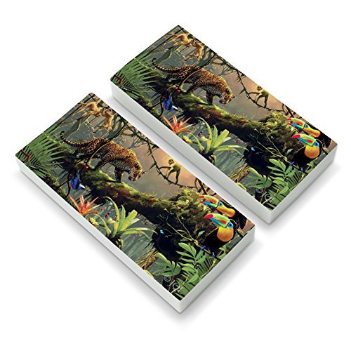 Jungle Life Leopard Cat Toucans Monkeys Eraser Set of 2