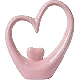 HAUCOZE Home Decor Modern Sculpture Arts Heart Gifts Collectible Figurines Bookshelf Desktop Statue Ceramic Crafts 6.7 inch