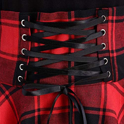 Fashion Womens Tartan Plaid Print Lace Up Half Sleeve O-Neck Asymmetrical  Dress in Dubai - UAE | Whizz Audio Samplers