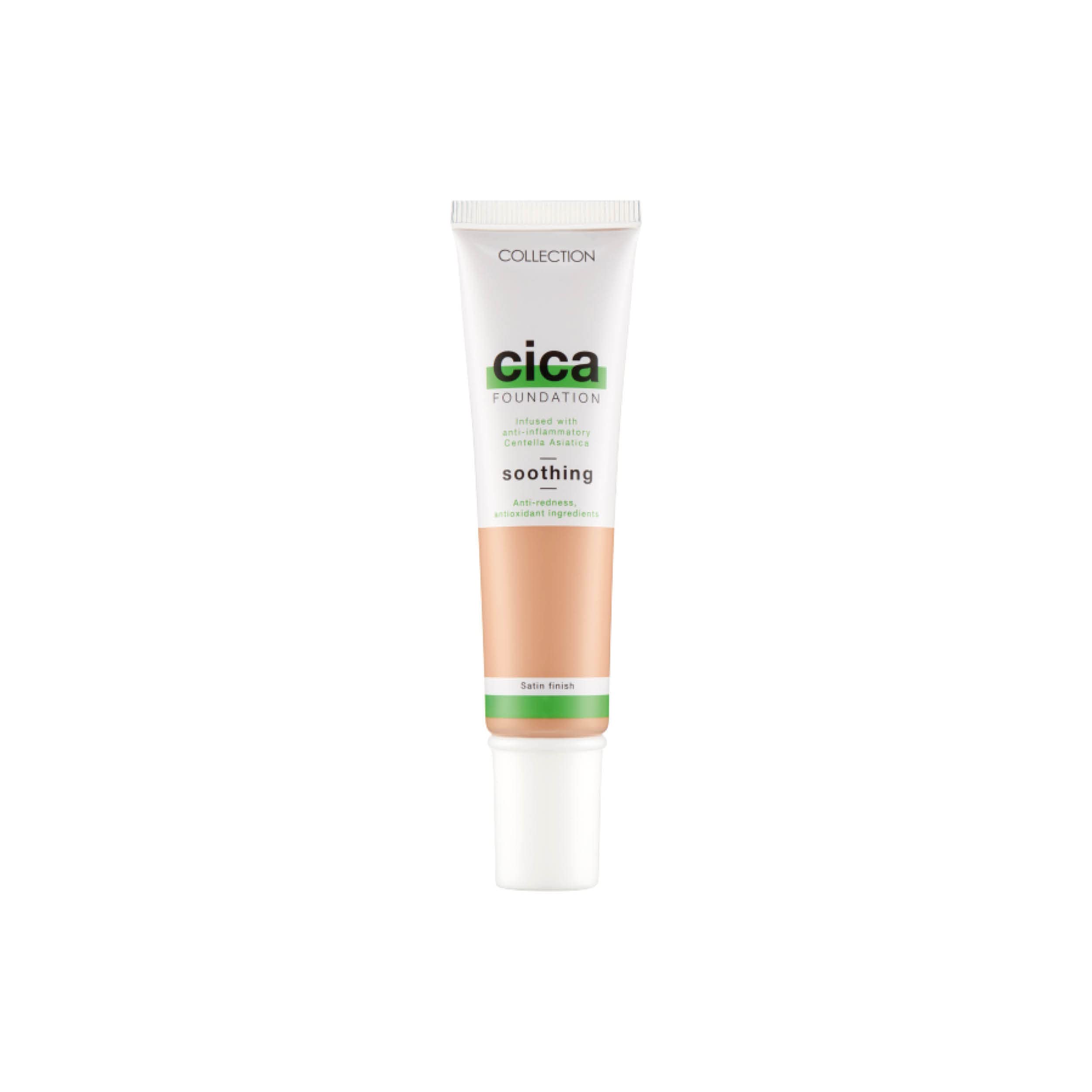 Collection Cosmetics Hydrating Medium Coverage Cica Foundation Infused with Anti-Redness, Vegan Foundation, 30ml, Buttermilk