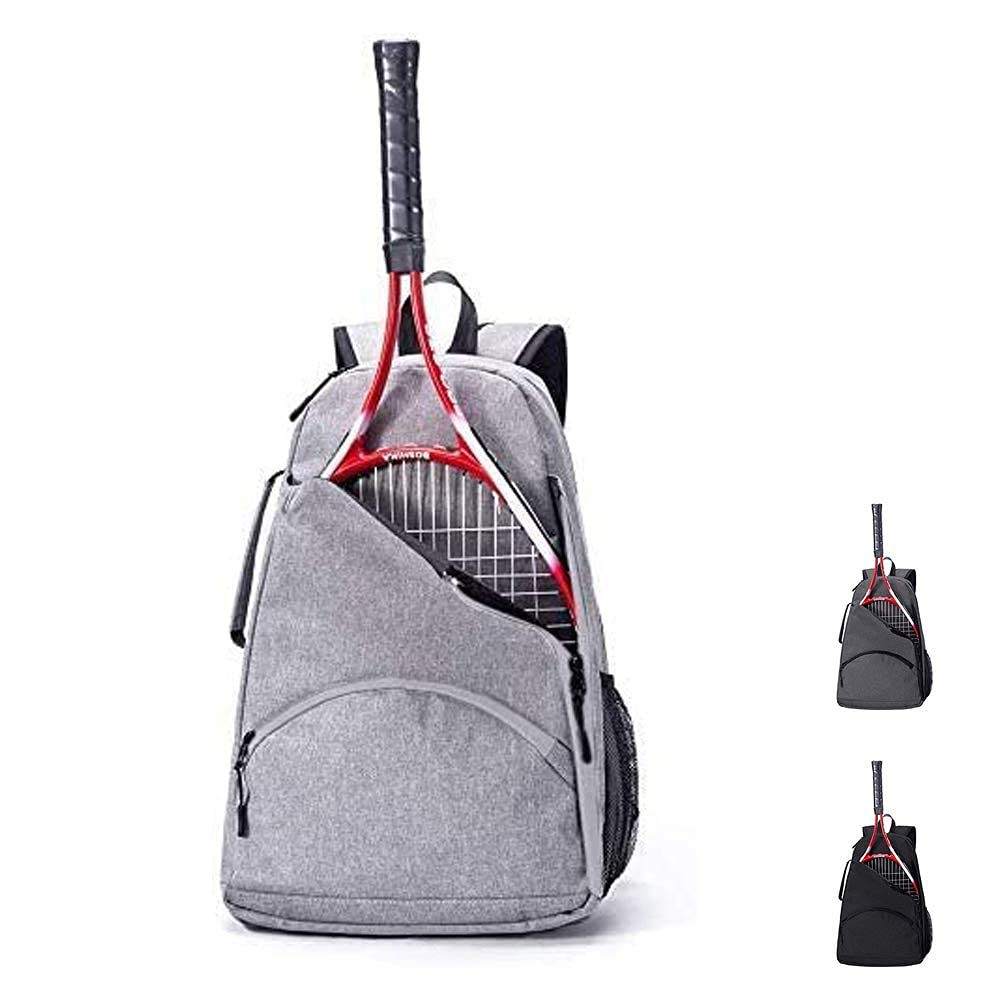 QEES Tennis Racket Backpack, Large Capacity 36L Racquet Sports Duffle Bag, Grey