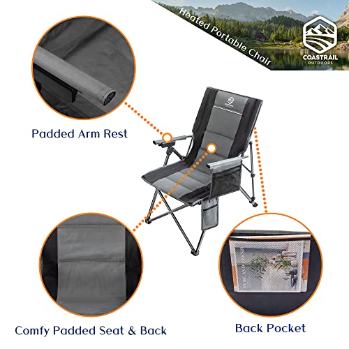 Coastrail Outdoor Heated Camping Chair Adjustable 3 Position Reclining