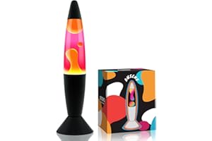 KUSENS 14 Inch Pink Liquid Motion Lamp, Magma Motion Lamps with Yellow Wax Flows for Home Decoration Cool Nightlight Lamp with Black Base