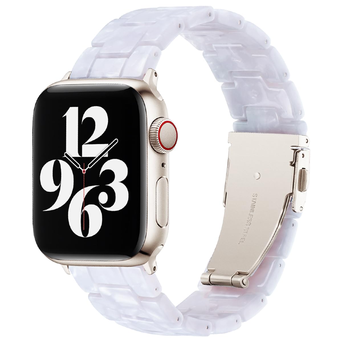 Bestig Resin Band Compatible with Apple Watch Bands for Women 40mm 38mm 41mm 42mm(Series 11 10), Lightweight Waterproof Strap for iWatch Series 10 9 8 7 6 5 4 3 2 1 SE Men(Pearl White/Starlight)
