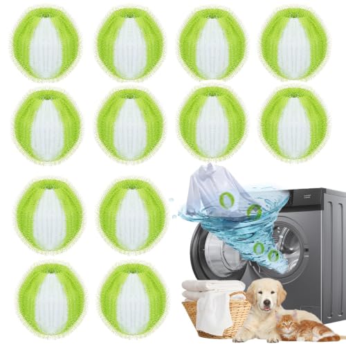 12 Pcs Washing Machine Hair Catcher, Balls for Washing Machine, Balls for Washing Machine, Reusable Removes Pet Hairs, Collects Lint Washing Machine Ball, Remove Pet Hair (Colour 25111915)