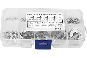 120PCS E Clips 10 Size 304 Stainless Steel Snap Ring Retainer E Clip Retaining Snap Opening Ring Circlip Kit 1.5/2/3/4/5/6/7/