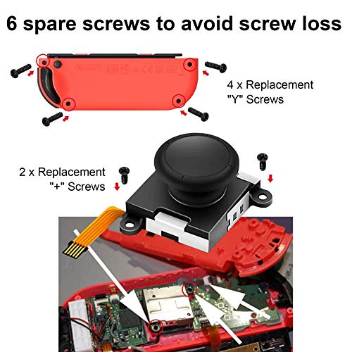 (4 Pack) Joycon Joystick Replacement, 3D Analog Thumb Sticks for