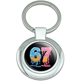 GRAPHICS & MORE 6-7 Meme Melting Ice Cream Cones Keychain Classy Round Chrome Plated Metal