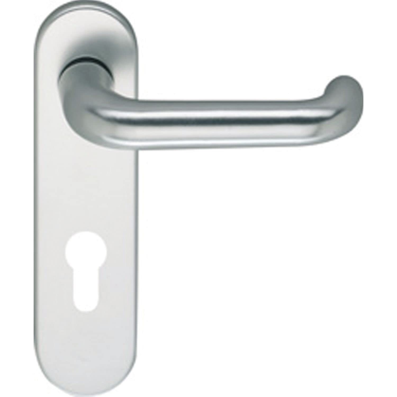 ECO D 110 Door Handle with Short Plate PZ 72, Door Handle for Escape Doors, Aluminium Silver Anodised