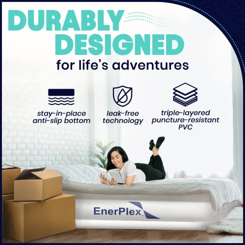 EnerPlex Twin Air Mattress With Builtin Pump 13 Inch Double Height Inflatable Mattress For