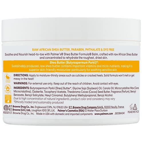 PALMER’S SHEA BUTTER FORMULA RAW AFRICAN SHEA BUTTER BALM, NOURISHING BODY MOISTURIZER FOR ROUGH, DRY SKIN, 7.25 OUNCES