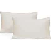 Organic Cotton Ivory King Pillowcases - 100% GOTS Certified Organic Cotton, Chemical-Free, 400 Thread Count, Unbleached, Undyed, Hypoallergenic, 21"x40" Cooling King Size Pillowcases (Ivory - King)