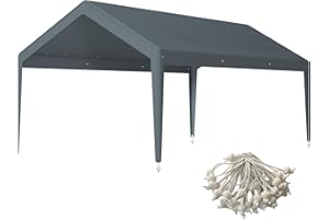 Cecarol 10x20 Carport Canopy Replacement Cover, Garage Top Tarp Shelter Cover, Waterproof & UV Resistance Tarp, Gray, Only Top Cover, Frame is not Included