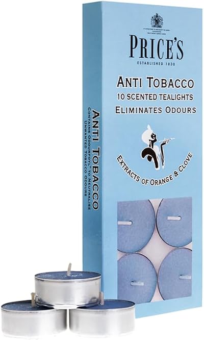 Price's Anti-Tobacco Tealights 10 Pack Orange Clove Odour Eliminating
