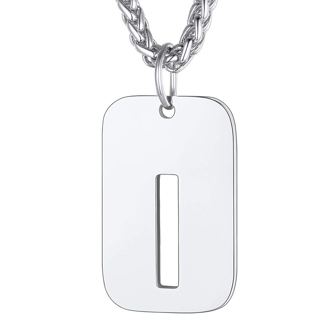 Richsteel Mens Dog Tags Necklace Military Pendant Initial I Letter Necklaces for Women