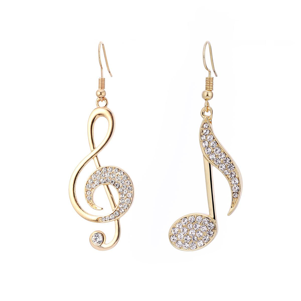 XIYINTA Music Note Dangle Earring for Women, Hypoallergenic Rose Gold and Silver Plated Drop Earring with Crystal Jewelry for Friends (Gold Plated)