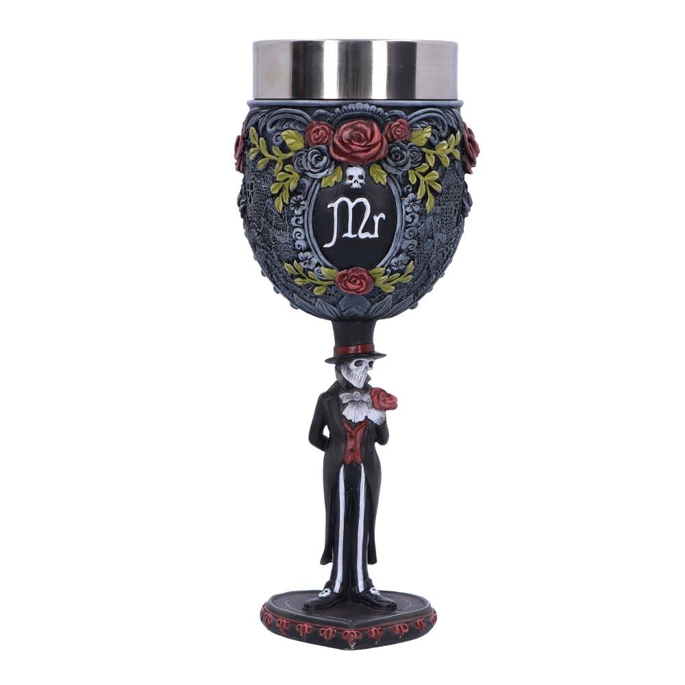 Nemesis Now Mr Goblet, 21cm, 200ml Capacity, Resin, Black, Gothic Giftware, Cast in the Finest Resin, Expertly Hand-Painted, Stainless Steel Insert, Gothic Wedding Gift