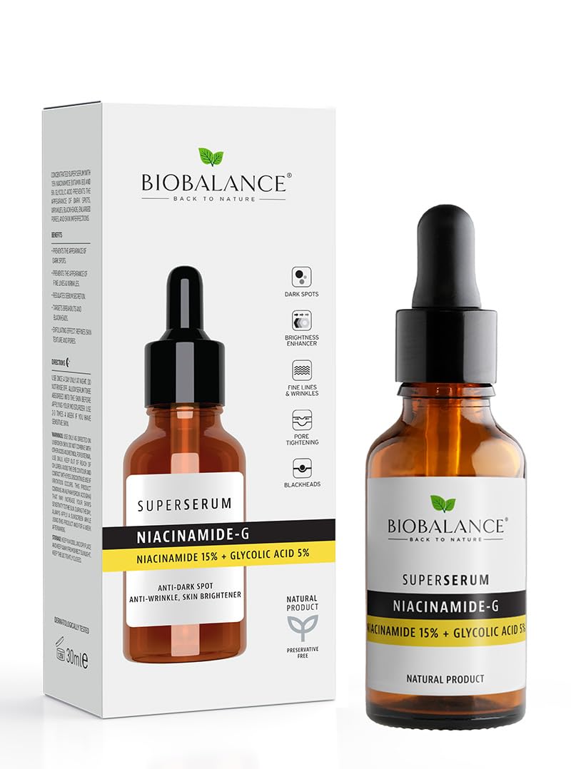BioBalance Niacinamide-G Super Serum | 30ml | Regulate Sebum Production | Face Serum | For Oily & Acne Prone Skin | Reduce Dark Spots | 15% Niacinamide