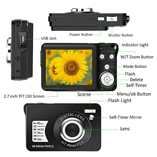 Digital Camera 2.7 Inch LCD Rechargeable HD Digital Camera Compact