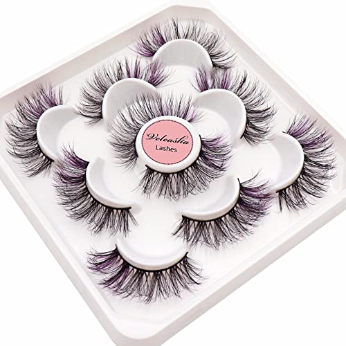 Veleasha Colored Lashes 5D Fluffy Faux Mink Lashes