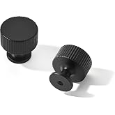 khtumeware 30 Pack Knob Black Cabinet Knobs Solid Heavy-Duty Bifold Closet Door Matte Black Knobs Cabinet Hardware Handle for cabinets Dressers Pull for Bathroom Kitchens