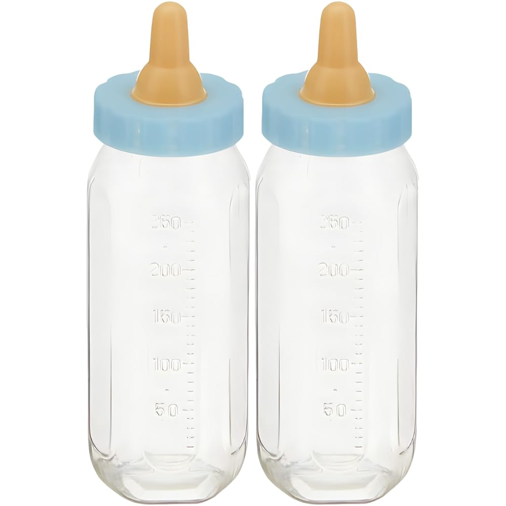 Fillable Blue Baby Bottles (12cm) 2 Pieces - Unique & Adorable Keepsakes, Perfect for Baby Showers, Gender Reveals, and Party Decorations