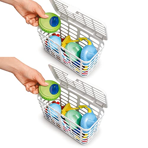 Prince Lionheart Made in USA High Capacity Dishwasher Basket for Toddler Items - Storage Basket For Toddler Bottle Parts and Accessories, 100% Recycled BPA Free Plastic Dishwasher Basket (2pcs）