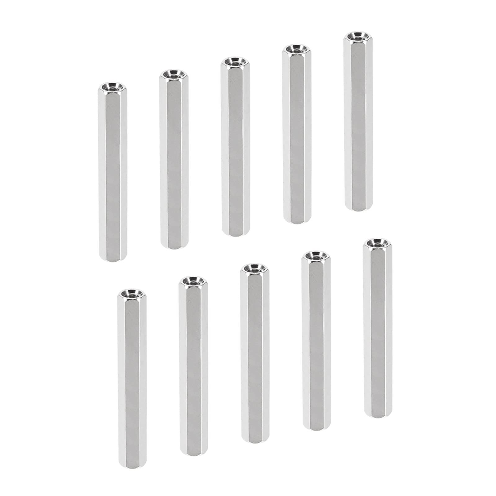 YOKIVE 10 Pcs M3 Spacers, Brass Hex PCB Standoffs Nuts, Keep Height Consistent, Great for Motherboard, Circuit Board, Electronics (Silver Tone, 45mm)