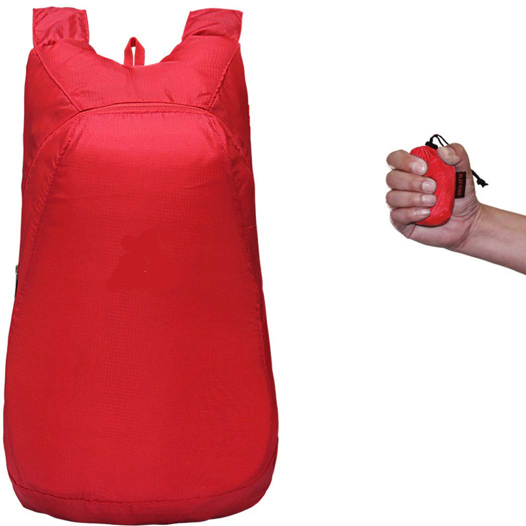 Abcsea 1 piece red packable outdoor backpack 20L, ultra lightweight foldable backpack, foldable water resistant daypack, small rucksack for Camping, Outdoor, Cycling, School ect