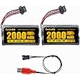 Cecicebb Airsoft Battery 2000mAh 7.4V Li-ion Battery with SM-4P Plug Fit for Gel Water Airsoft Gun 2 Pack with USB Charger Cable