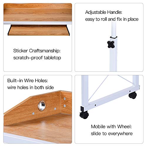 SHUHOME Mobile Overbed Table 47" Laptop Cart Hospitable Bed Table