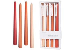 SENSE ISLAND Orange Taper Candles 10'' Pumkin Color Fall Candles Sticks Set of 4 | Citrus Scented, Natural Soy Candlesticks Colorful |Decorative Tapered Candles