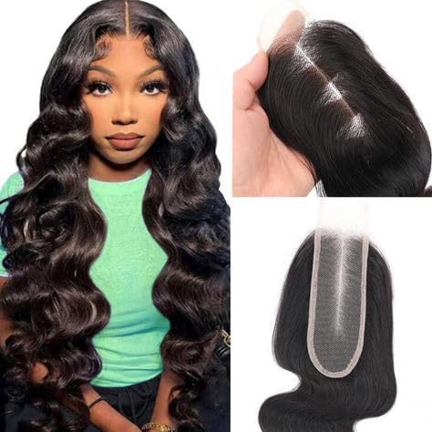 TOOCCI 2x6 Deep Part Lace Closure 180% Density Human Hair Body Wave Lace Closure 2x6 100% Unprocessed Human Hair Lace Closure Wet and Wavy Hair Closure Natural Color 14 Inch