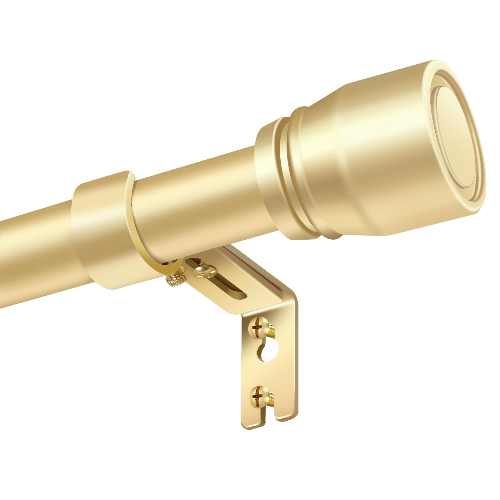 1” Diameter Gold Curtain Rod Itself is 30-90 Inch 2 Pack, Fit 30 to 84 Inch Windows with Heavy Duty Adjustable Telescopic Rod，Splicing Metal Extra Long Curtain Rod for Windows Image