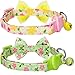 Blueberry Pet Pack of 2 Cat Collars, Florida Dream Floral Print Adjustable Breakaway Cat Collar with Bow Tie & Bell, Neck 9