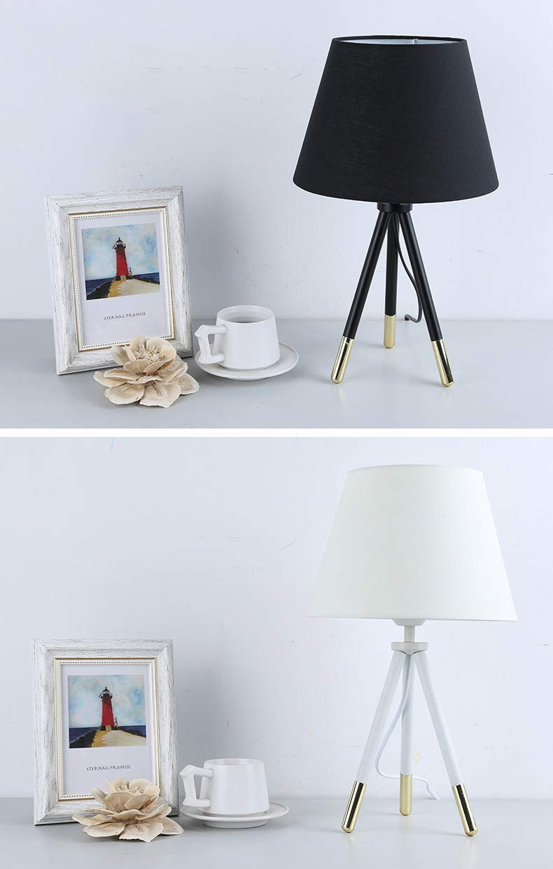 Modern Black White Cloth Art Desk Led Table Lamp Bedroom