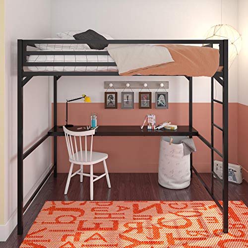 DHP Miles Metal Full Loft Bed with Desk, Black The Home Kitchen Store