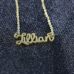 Awegift Name Necklace Big Initial Gold Plated Best