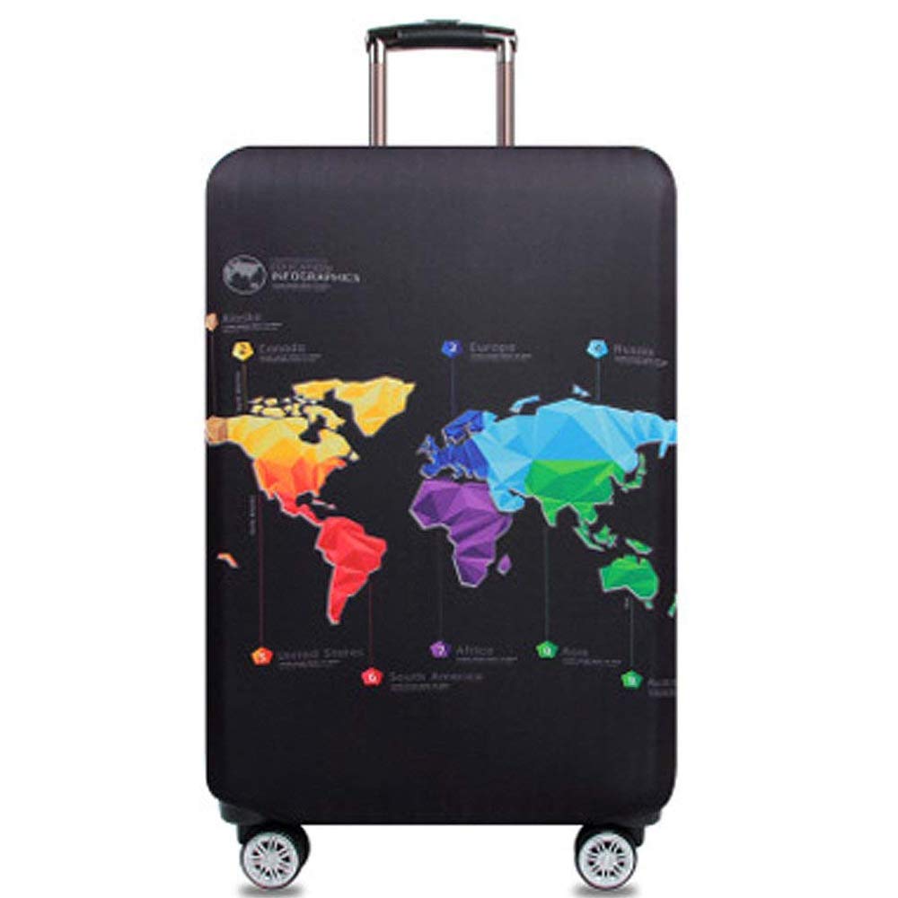 Metyou Travel Suitcase Protector Zipper Suitcase Cover Washable Print Luggage Cover 18-32 Inch (S, World map)