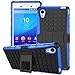 Sony Xperia M4 Aqua Case,Mama Mouth Shockproof Heavy Duty Combo Hybrid Rugged Dual Layer Grip Cover with Kickstand For Sony Xperia M4 Aqua (With 4 in 1 Free Gift Packaged:Black Stylus Touch Pen,Black Silicone Fish Headset Wrap,Black Micro USB Port Anti Dust Plugs,Black 3.5mm Headphone Jack Anti Dust Plugs), Blue