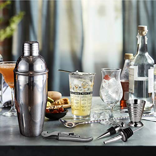 VECELO Cocktail Set, 10 Teiliges Cocktail Shaker Set 750ML/550ML Cocktail-Set Edelstahl - Deutsches Cocktail Rezepte… – Bild 4